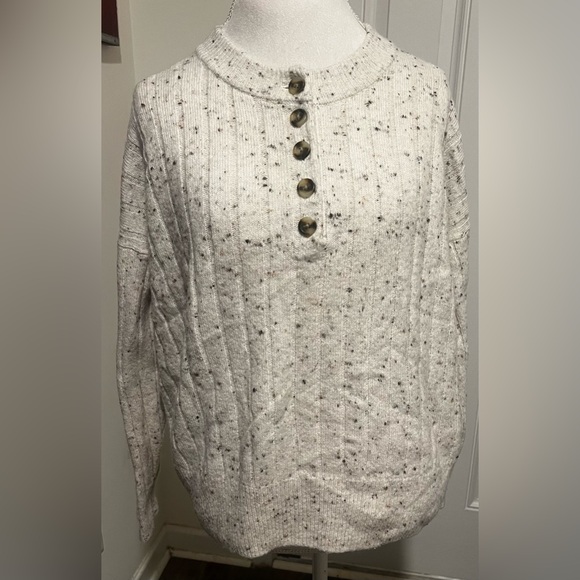 Madewell Donegal Bowden Henley Wool Blend Sweater Coziest Yarn Womens Sz Large - Picture 4 of 14